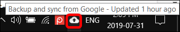 El icono de Google Backup and Sync ha completado la sincronización.