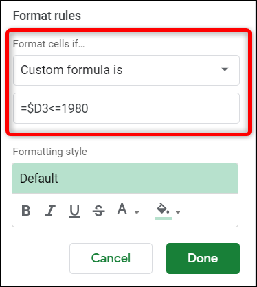 Escriba la fórmula que desea utilizar para buscar datos.  Asegúrese de usar el signo de dólar antes de la letra de la columna.  Esto asegura que la fórmula solo analiza la columna especificada.