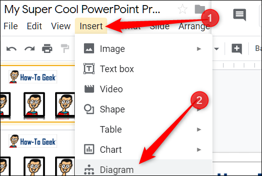 Haga clic en "Insertar" y luego seleccione "Diagrama".