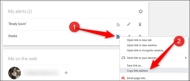 Haga clic con el botón derecho en el icono y seleccione "Copiar dirección de enlace" para copiar el enlace al portapapeles.