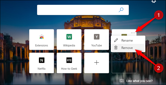 Para eliminar un mosaico de la lista, haga clic en el icono de menú y haga clic en "Eliminar".