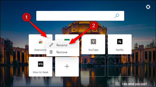 Haga clic en el icono de menú y haga clic en "Cambiar nombre" para cambiar el nombre del mosaico.