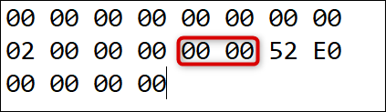 El código de escaneo de la tecla que estamos reasignando Insertar a: "00 00".