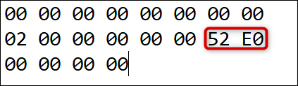 El código de escaneo de la llave inerte "52 E0".