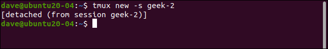 Sesión tmux separada geek-2 en una terminal widnow.