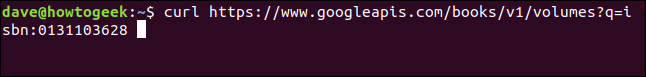 curl https://www.googleapis.com/books/v1/volumes?q=isbn:0131103628 en una ventana de terminal