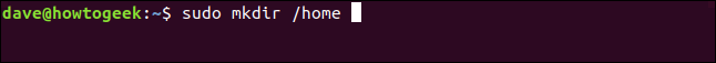 sudo mkdir / home en una ventana de terminal