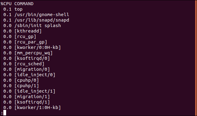 Salida de ps ordenada por cpu en una ventana de terminal