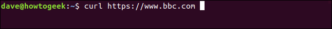 curl https://www.bbc.com en una ventana de terminal