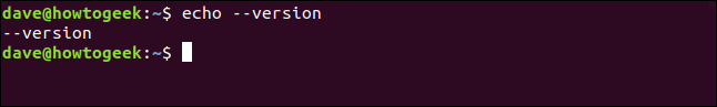 echo --version en una ventana de terminal