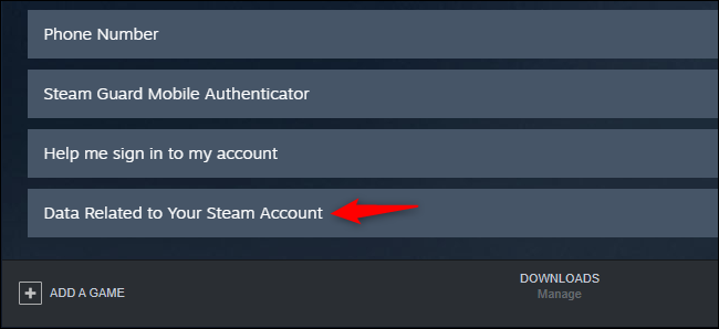 Ver los datos de la cuenta de Steam en el cliente Steam de Windows 10.