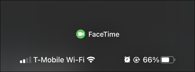 El Centro de control del iPhone dice que FaceTime está usando la cámara.