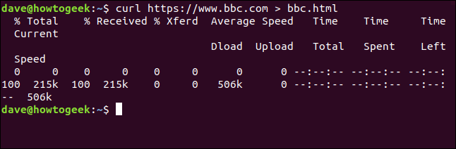 Medidor de progreso de descarga de curl en una ventana de terminal