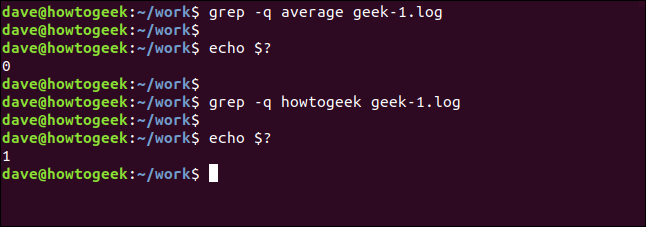 grep -q average geek-1.log en una ventana de terminal