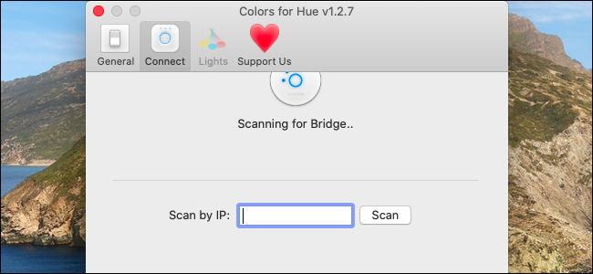 Ingresando una dirección IP de Hue Bridge en la aplicación Colors for Hue.