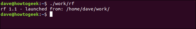 El comando "./work/rf" en una ventana de terminal.