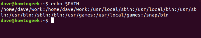 El comando "echo $ PATH" en una ventana de terminal.