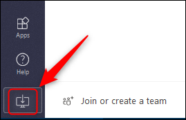 El botón "Descarga de la aplicación" en Teams online.