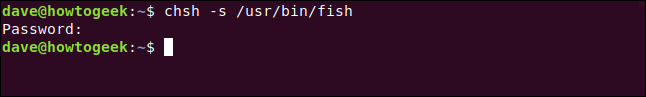 chsh -s / usr / bin / fish en una ventana de terminal.