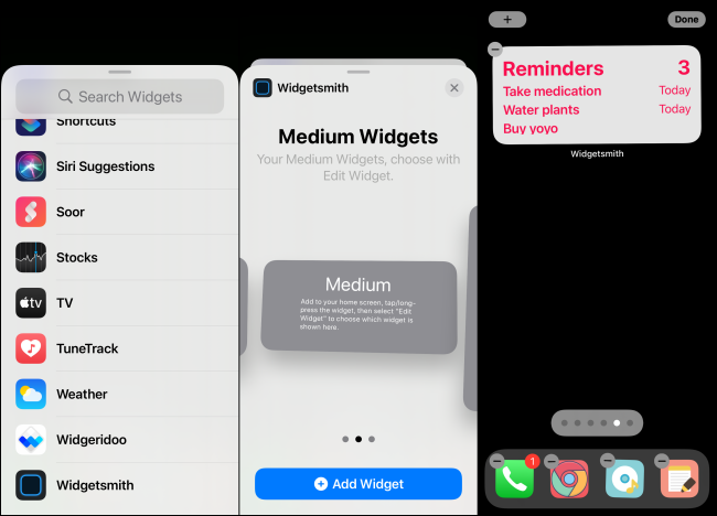 Adición del widget Widgetsmith