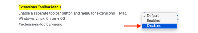 Haga clic en Desactivado junto a la bandera del menú de la barra de herramientas de extensiones