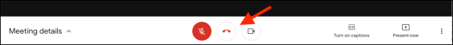 Haga clic en el botón Finalizar llamada para finalizar la reunión