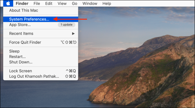 Haga clic en Preferencias del sistema en el menú de Apple