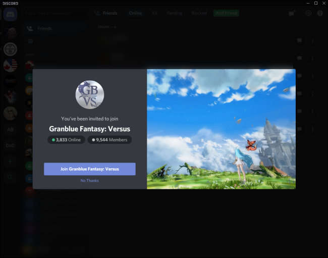 Invitación a la aplicación Discord