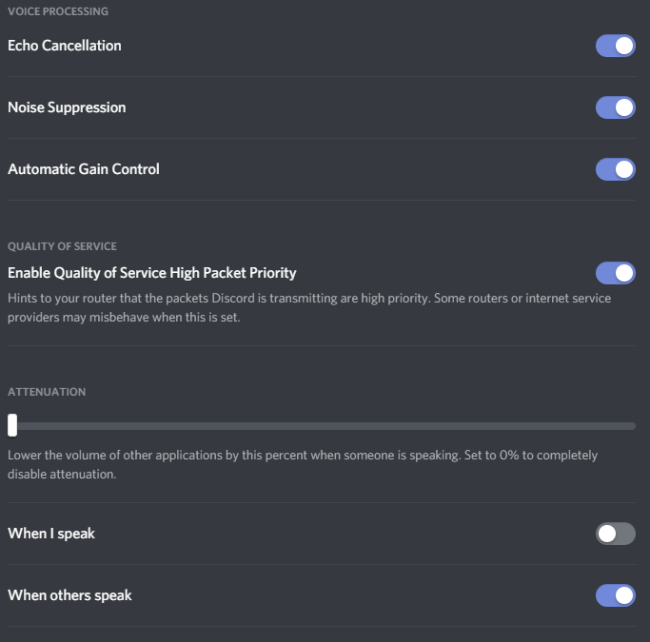 Configuración de audio de Discord