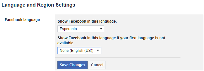 Facebook Cambiar idioma