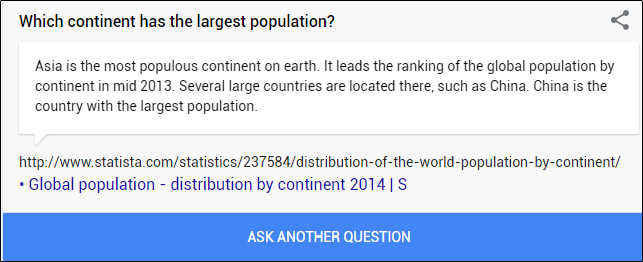 Un dato curioso sobre la población del continente en Google.