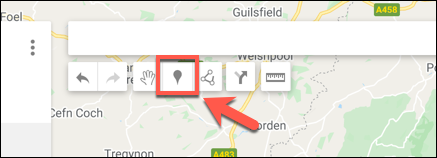 Presione Agregar marcador para agregar un punto de marcador personalizado en el editor de mapas de Google Maps