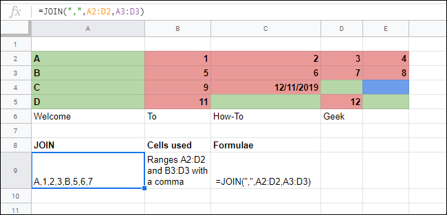 La función JOIN fusiona varias matrices en una hoja de cálculo de Google Sheets.