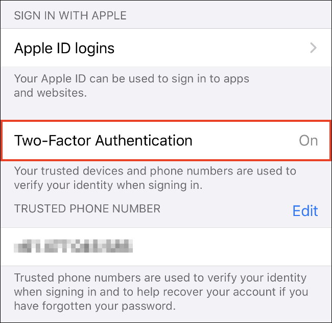 Toca "Activar autenticación de dos factores" en el iPhone.