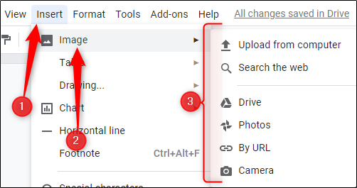 Insertar imagen en Google Docs