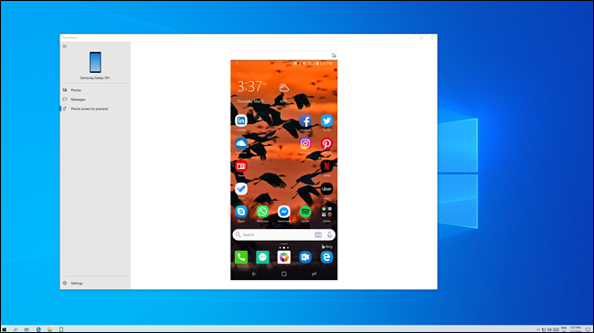 Pantalla de teléfono Android reflejada en PC con Windows