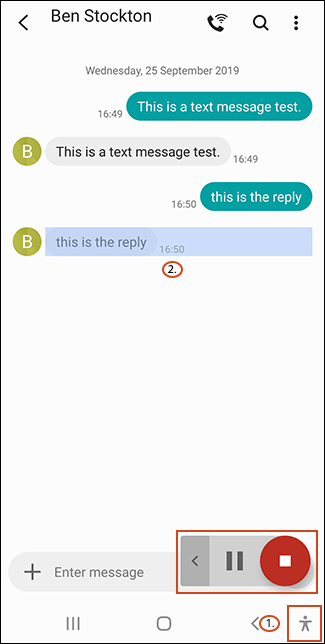 Texto en la aplicación Seleccionar para pronunciar en un cuadro azul para indicar que se está leyendo en voz alta.