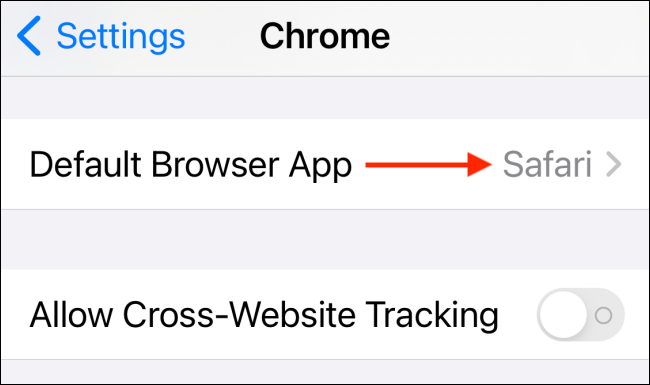 Toca "Aplicación de navegador predeterminada".
