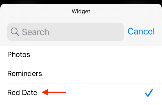 Seleccione el widget para agregar a Widgetsmith