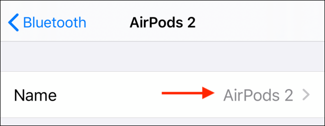 Seleccione su nombre de AirPods