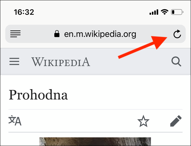 Toque y mantenga presionado el botón Actualizar para obtener la ventana emergente Solicitar sitio de escritorio