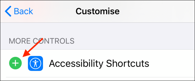 Toque el botón Más junto a Accesos directos de accesibilidad