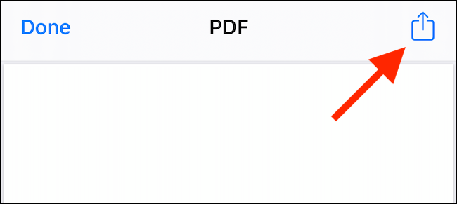 Toque el botón Compartir en la vista previa del PDF.