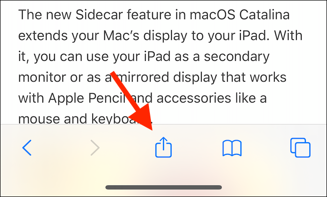 Toque el botón Compartir en Safari.
