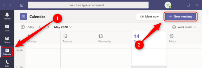 Teams Calendar Nueva reunión