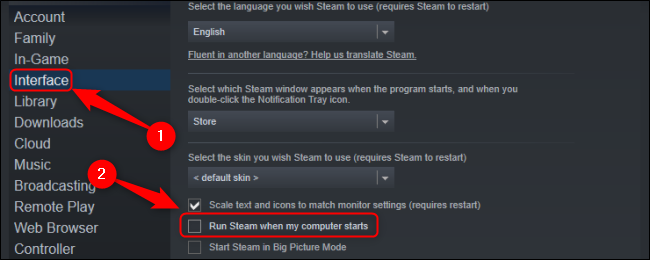 Desmarque Ejecutar Steam cuando se inicie mi computadora