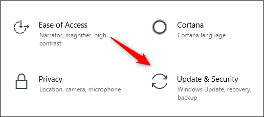 Icono de actualización y seguridad en el menú de configuración de Windows 10