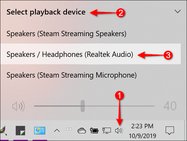 Windows 10 Seleccionar dispositivo de reproducción