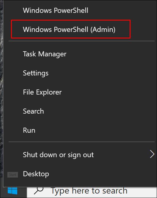 Haga clic en "Windows PowerShell (Administrador)".