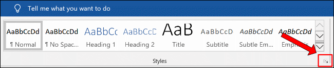Haga clic en el botón de menú Estilos adicional en la sección Inicio> Estilos